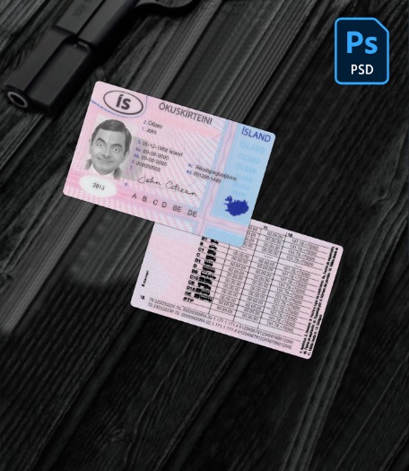 Iceland driving license 2013-present PSD